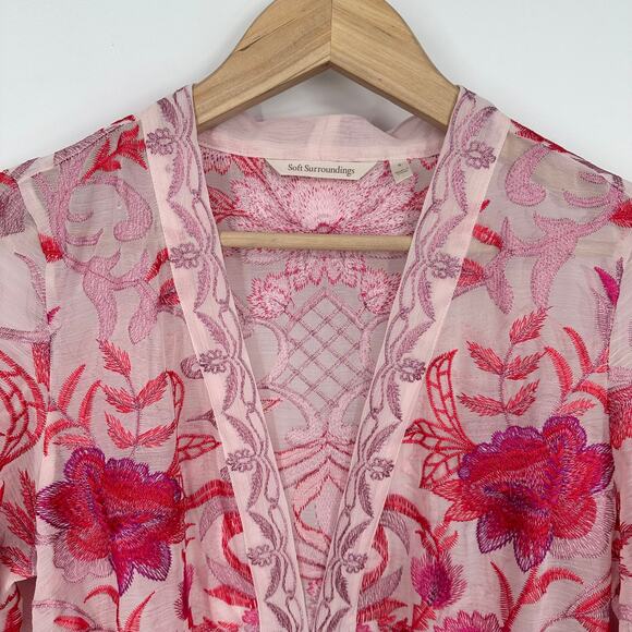 Soft Surroundings Palisade Topper Floral Embroidered Duster Cardigan Jacket - Picture 5 of 12